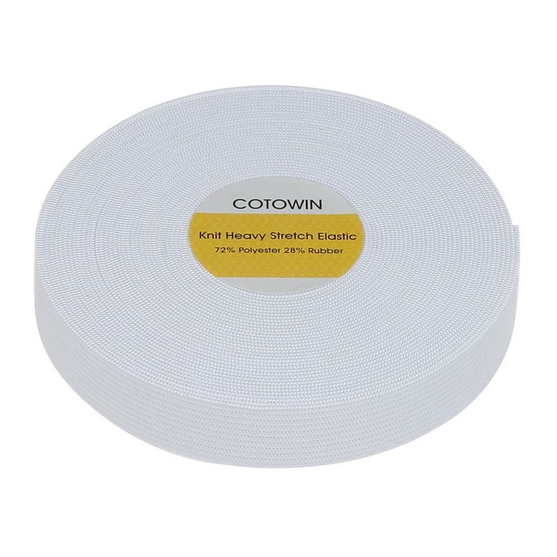 COTOWIN 3/4 Inch Wide White Heavy Stretch Knit Elastic 10 Yards - Image 2
